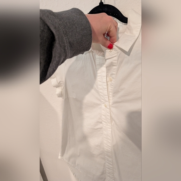 J. Crew Quarter Button Polo Cotton White Shirt - Picture 3 of 5